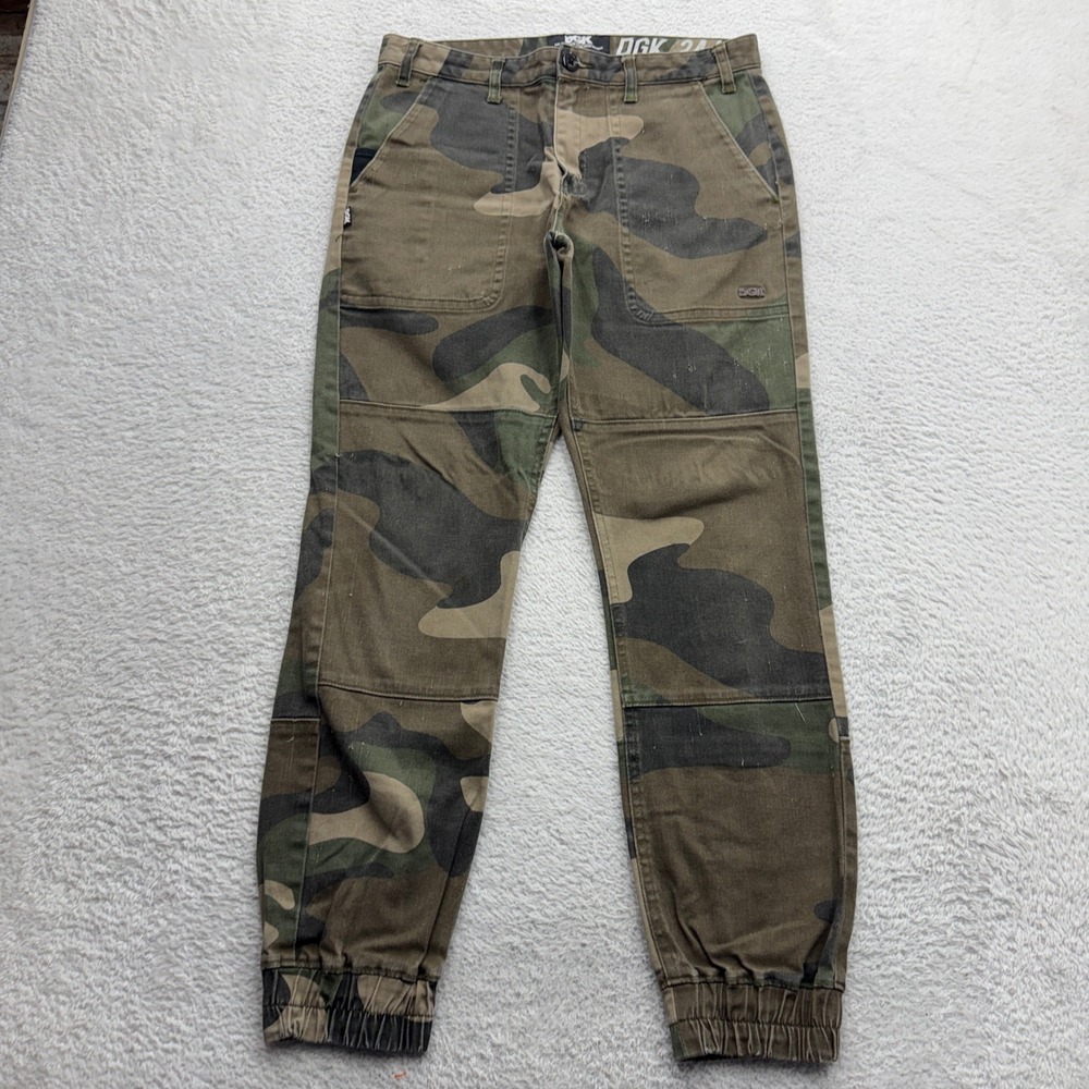 DGK 24/7 Mens Camo Jogger‎ Pants Size 34 Green Woodland Skate Streetwear
